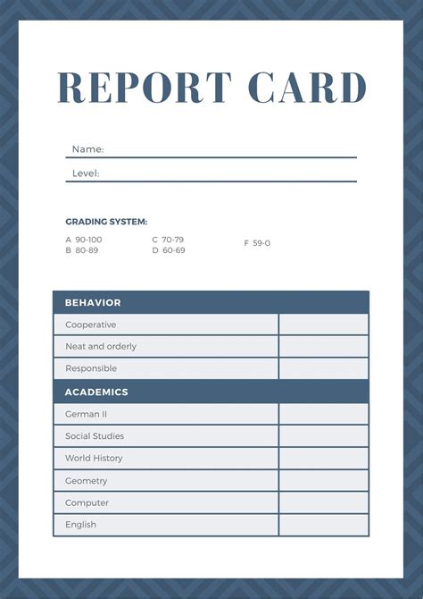 Free Report Card Template For Homeschoolers