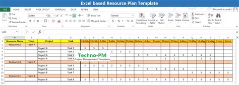 Free Resource Plan Excel Template
