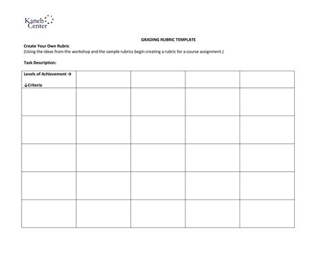 Free Rubric Template