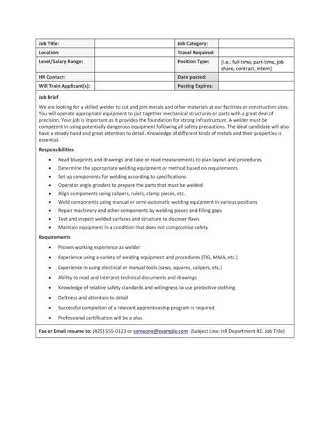 Free Sample Job Description Template