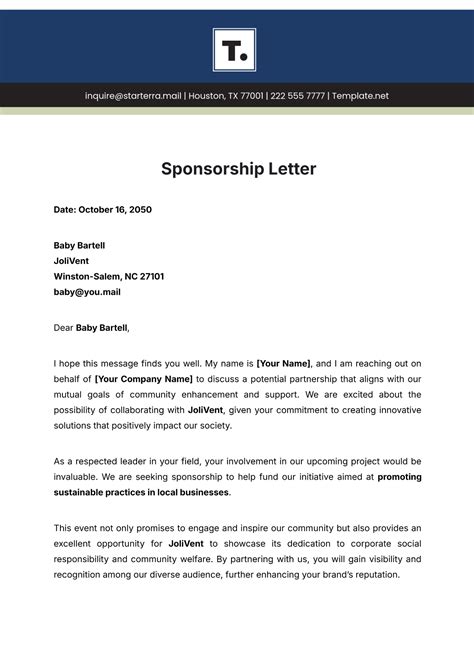 Free Sponsor Letter Template