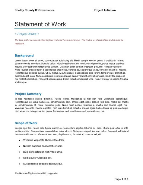 Free Statement Of Work Template