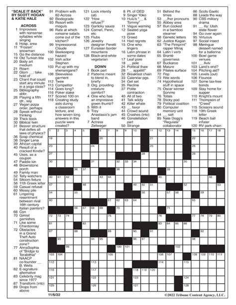 Free Sunday Crosswords Printable