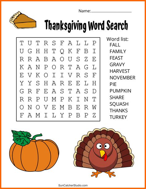Free Thanksgiving Word Search Printable