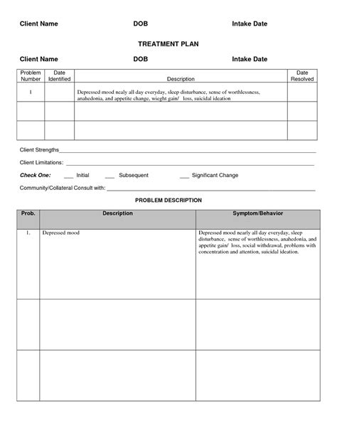 Free Treatment Plan Template