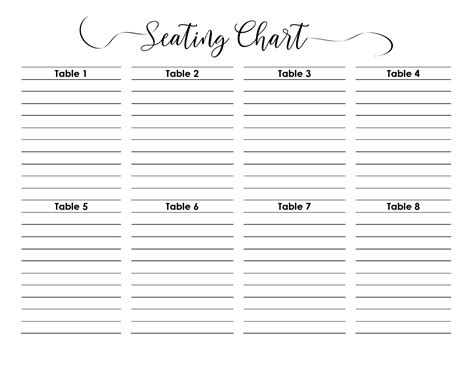 Free Wedding Seating Chart Template Download