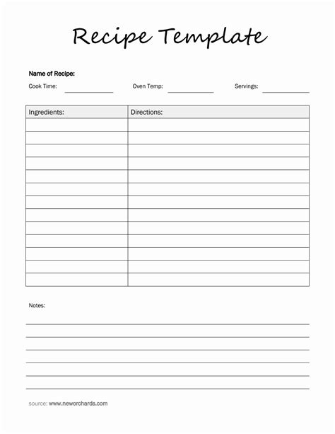 Free Word Recipe Template
