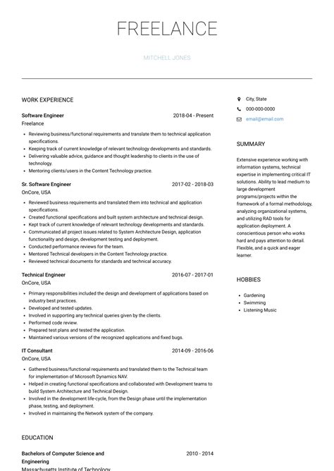 Freelancer Resume Template