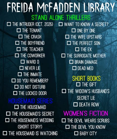 Freida Mcfadden Book List Printable