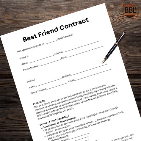 Friend Contract Template