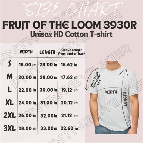 Fruit Of The Loom Tee Size Chart