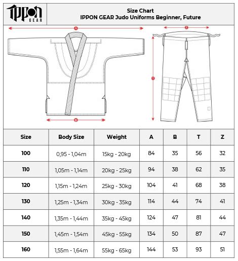 Fuji Judo Gi Size Chart