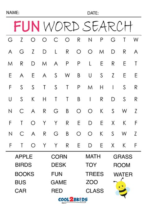 Fun Word Search Printable