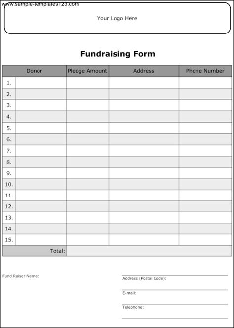Fundraising Form Template Free