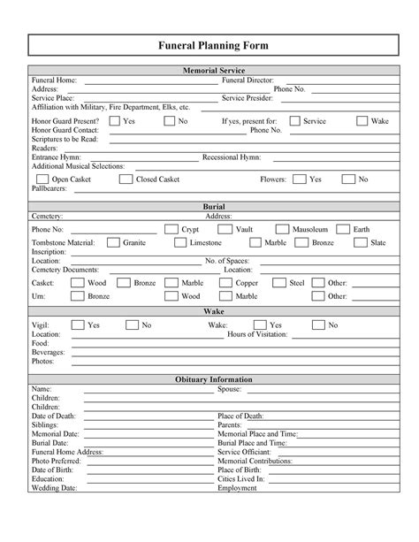 Funeral Planner Template