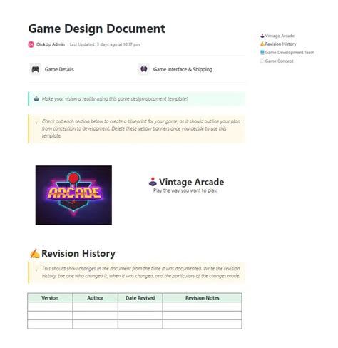Game Design Template Document