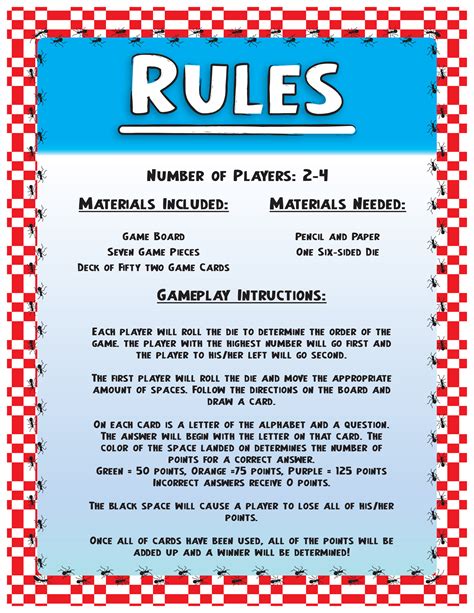 Game Rules Template