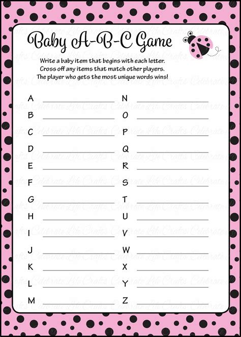 Games Free And Printable For Girl Baby Shower
