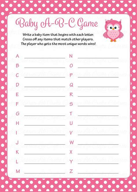 Games To Play At A Baby Shower Free Printable