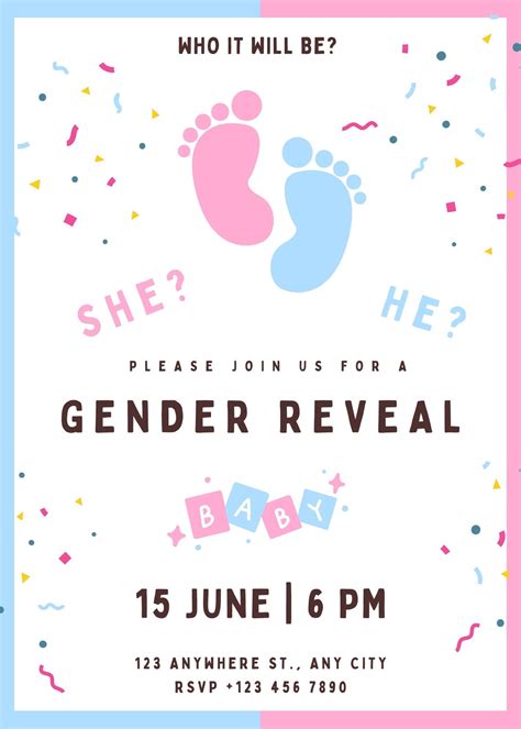 Gender Reveal Invitation Template Free