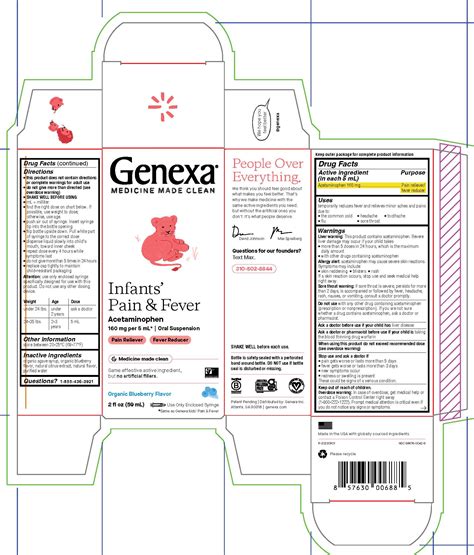 Genexa Dosage Chart Infant