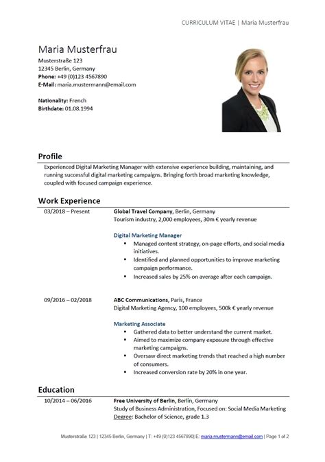 German Cv Template