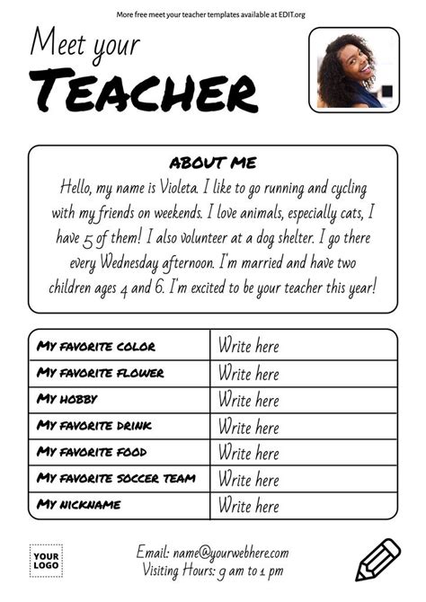 Get To Know The Teacher Template