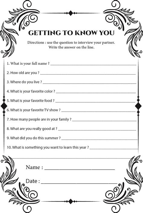 Getting To Know You Printables