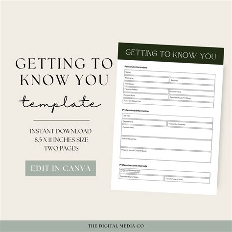 Getting To Know You Template