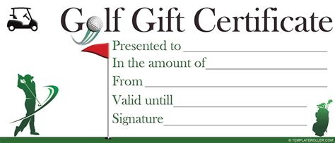 Gift Certificate Template Golf