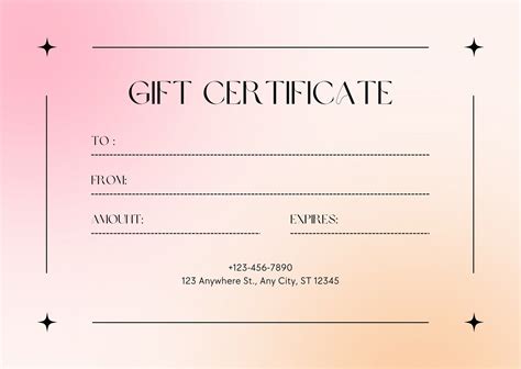 Gift Certificate Template Word Free
