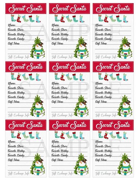 Gift Exchange List Template