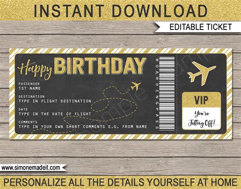 Gift Plane Ticket Template