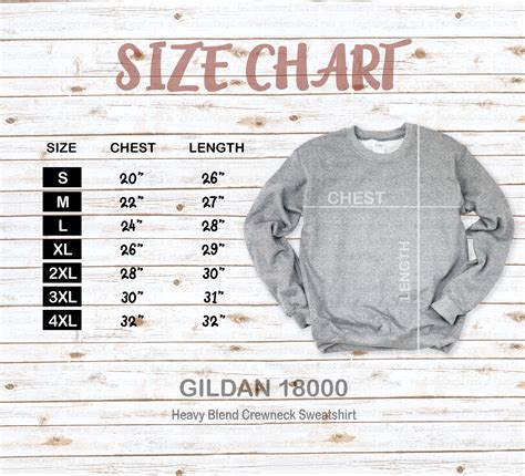 Gildan Heavy Blend Sweatshirt Size Chart