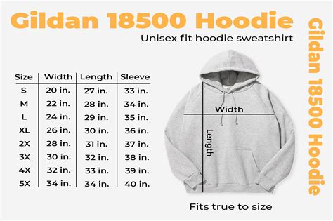 Gildan Size Chart Hoodie