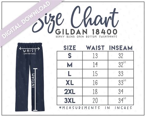 Gildan Sweatpants Size Chart