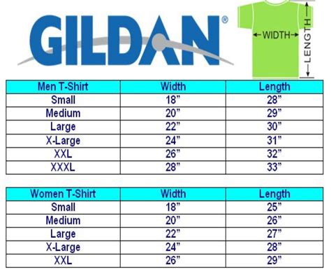 Gildan T Shirt Size Chart Men