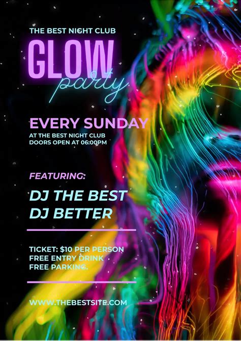 Glow Party Invitation Template