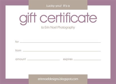 Google Doc Gift Certificate Template