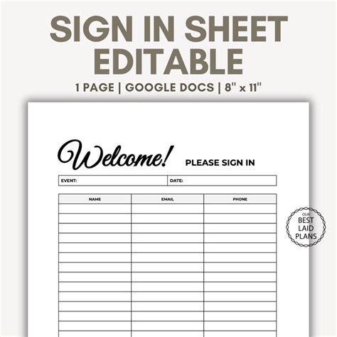 Google Doc Sign In Sheet Template
