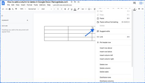 Google Doc Table Templates