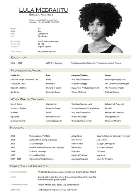 Google Docs Acting Resume Template