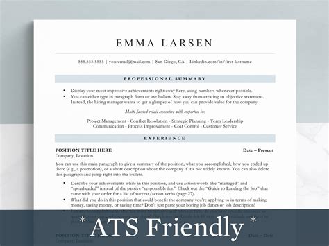 Google Docs Resume Template Ats Friendly