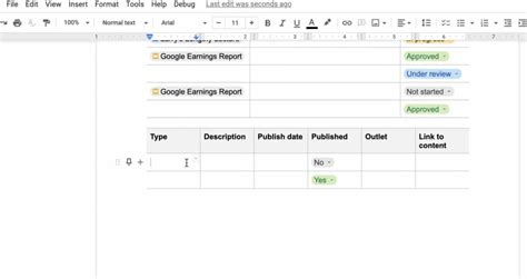 Google Docs Table Templates