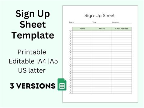 Google Sheet Sign Up Template