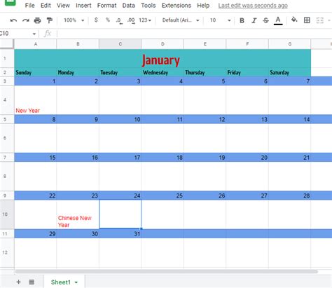 Google Sheets Calendar Template Free