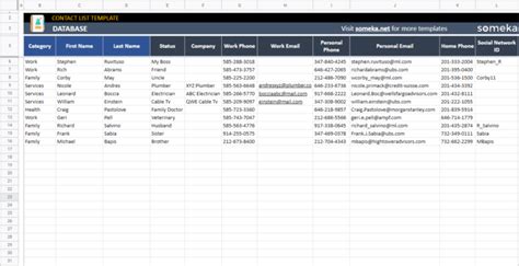 Google Sheets Contact List Template