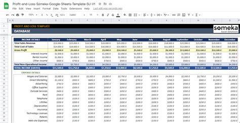 Google Sheets Profit And Loss Statement Template