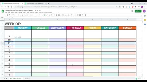 Google Sheets Weekly Calendar Template