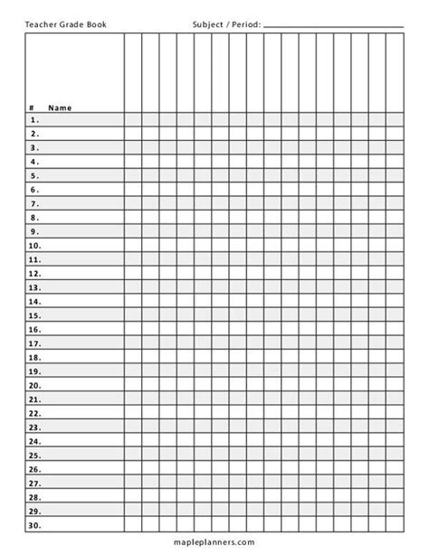 Gradebook Pages Printable
